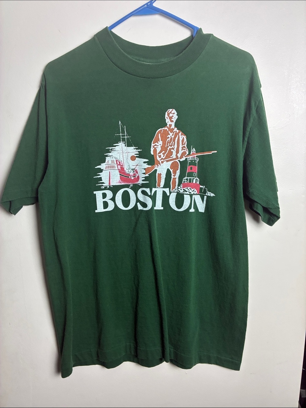 Men's Vintage 90’s Green Boston Graphic Short-Sleeve Tee